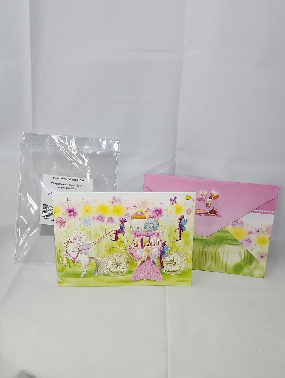 3D Royal Princess Carriage Greeting Card - Pink Floral